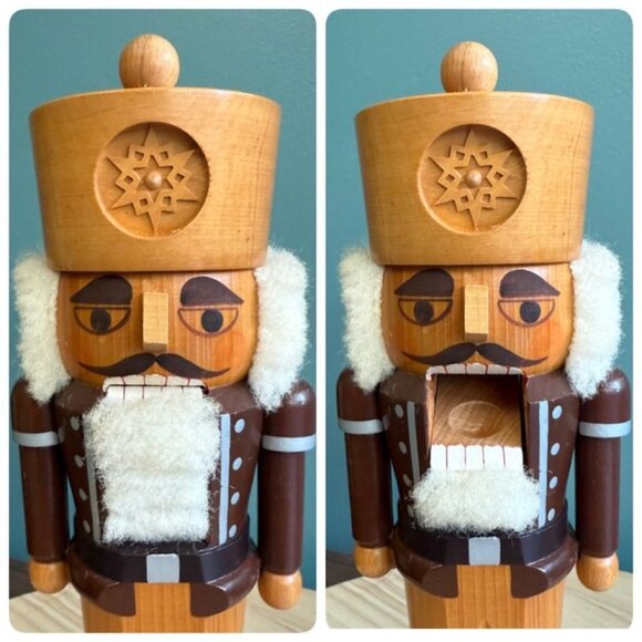 Vtg Erzgebirgische Volkskunst German Wooden Nutcracker Snowflake King  Handmade - Picture 9 of 10